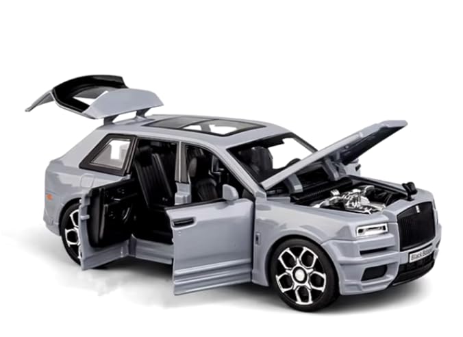 1:32 Compactible for Rolls Royce Cullinan SUV Model Car Toy, Zinc Alloy, Pull Back, with Sound & Light, for Kids Grey