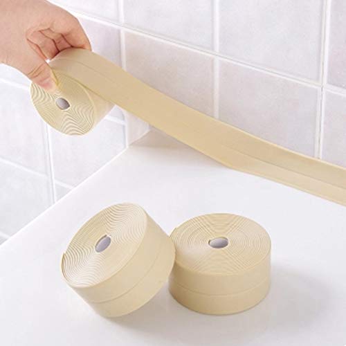 Preisvergleich Produktbild Janolia Dichtungsstreifen, Bad und Wand, selbstklebend, Dichtungsband, Dichtungsband für Spülbecken, Küchenabstand, 38 mm x 3,18 m beige