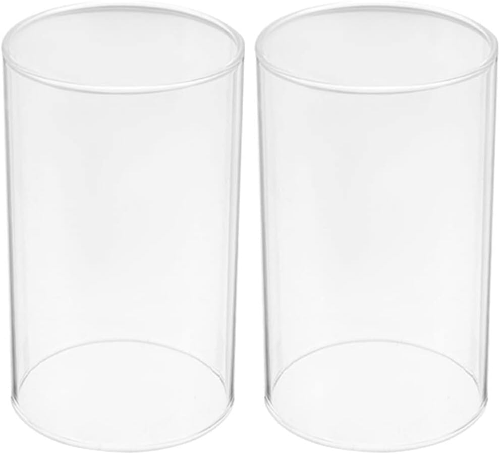Uonlytech Clear Glass Candle Covers 3.93 Inch Open Ended Cylinder Candle Lampshade for Home Decorative Candleholder Hurricane Shade