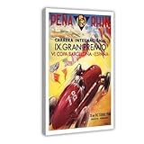 ZJIXAOSD Póster del 9º Gran Premio Internacional del Rin de Pena Rhine de Barcelona, póster de arte en lienzo, decoración de pared, pósteres para el hogar, bar, restaurante, garaje, cafetería