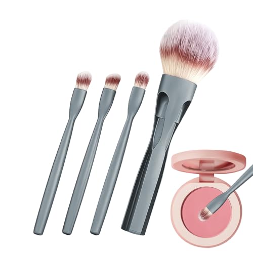 Kit de brochas de maquillaje, cerdas suaves magnéticas 4 en 1, juego de brochas de maquillaje profesional, para mujeres, adolescentes, niñas, principiantes, hogar, viajes, al aire libre, cumpleaños