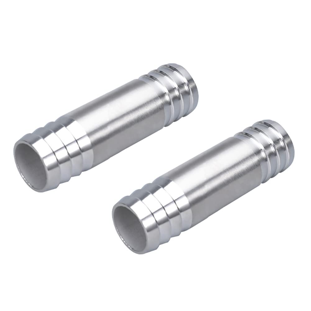 Metaland Stainless Steel 5/16" Hose Barb Splicer Mender Euqal Barbed Coupler Round Union Adapter (Pack of 2)