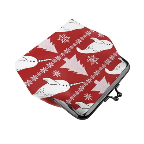 Pu Leather Buckle Coin Purse Arctic-Whale-Xmas Girls Kiss-Lock Change Purse Wallets3