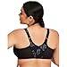 Glamorise Full Figure Plus Size Lacey T-Back Front-Closure Wonderwire Bra Underwire #9246 Black