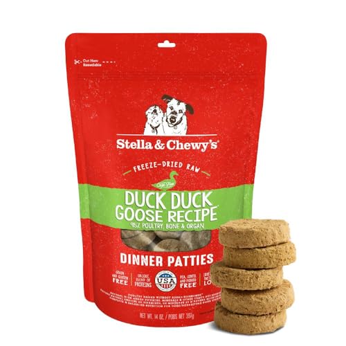 Stella & Chewy's Freeze-Dried Raw Duck Duck Goose Dinner Patties Grain-Free Dog Food, 15 oz. bag
