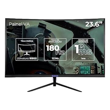 Monitor Gamer Mancer Valak Z180H, 24 Pol. VA, Curvo, FHD, 1ms, 180Hz, FreeSync e G-Sync, HDMI/DP,...