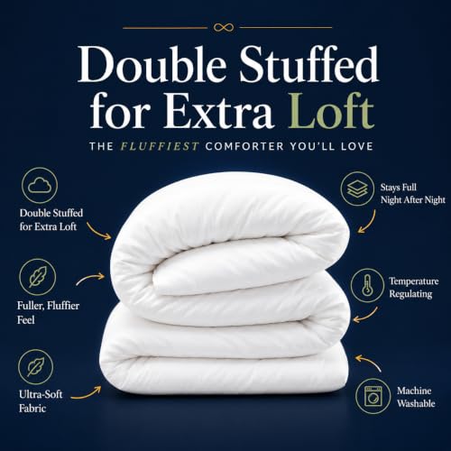 Image of The Ultimate Luxury Fluffy Down Alternative Comforter - Plush Premium Duvet Insert, Thick All Season Breathable Hotel Collection Puffy - Queen Black
