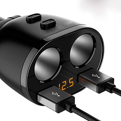 Caricabatteria per Auto, Ricarica USB per Auto - Caricabatterie 2USB - Accendisigari Auto per Un Minuto Due - Ricarica Rapida