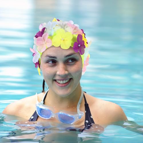 Bonnet de natation floral extensible idéal pour entraînement et baignade - 7