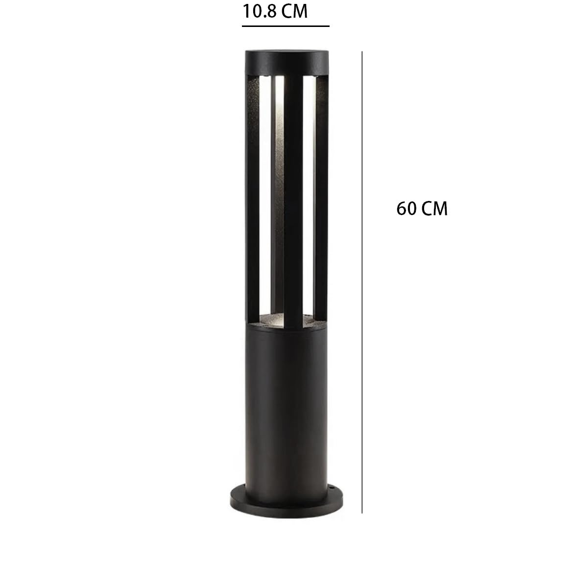 Lampione LED palo da giardino 15W decorazione luminosa 1500 lumen per viali sentieri nero a luce calda impermeabile IP65 lampioncino moderno casa ristorante hotel esterni negozi (60 CM ALTEZZA)