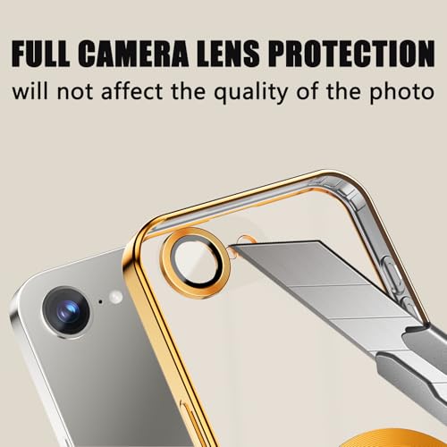 Image of Misscase for iPhone 17e Case& iPhone 16e Magnetic Glitter Case Compatible with MagSafe,Full Protection Slim Shockproof Anti-Scratch Case with Camera Lens Protector Dust-Proof Cover for Women Gold