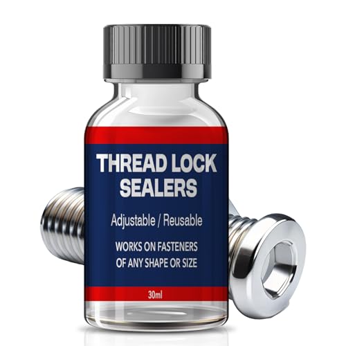 Thread Locker with Brush Cap Applicator, Lock Tight Threadlocker, High Strength Red Thread Lock, Lock & Seal Nuts, Bolts, Fasteners and Metals, Against Losening and Leakage - 30 ml