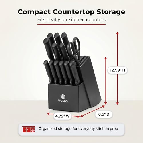 Knife Set, 15-Piece Kitchen Knife Set with Block and Built-in Sharpener - image 7