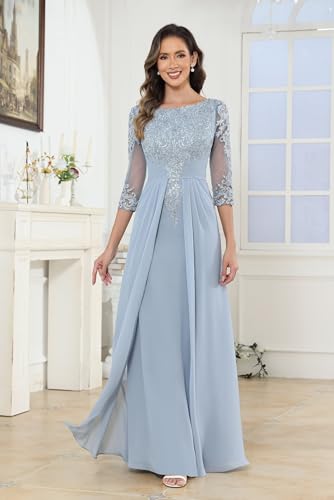 Mother of The Bride Dresses for Wedding Long Chiffon 3/4 Sleeve Formal Mother Groom Dress2