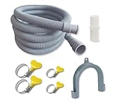 DLHMBOQ 10ft Washing Machine Drain Hose Extension Kit - Universal for Washer, Dishwasher & Dehumidifier, 7-Piece Set with U-Bracket, 4 Clamps & Adapter