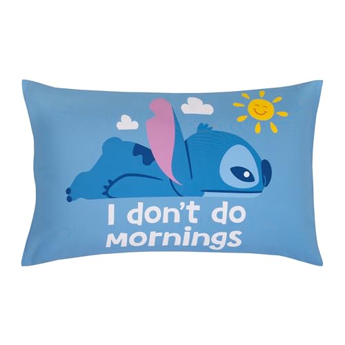Image of NoJo Disney inchS inch is for Stitch 2 Piece Toddler Sheet Set - Fitted Bottom Sheet and Pillowcase, Blue, Pink, Yellow, White