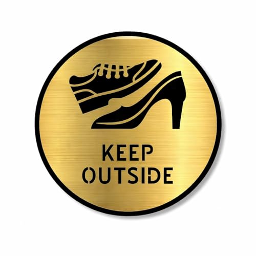 Image of Premium Brush Gold Finish Acrylic Keep Outside Door Sign Easy to Mount Self-Adhesive Tape Signage for Hotel Office Resort Society Corporate Business.