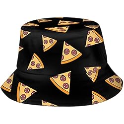 Rebanador De Frutas Y Verduras Sombrero de pescador de frutas y verduras sonrientes, sombrero de pescador, sombrero de playa, viajes, sombrero de sol al aire libre, unisex, para hombres y mujeres, Rebanada de pizza, Talla única