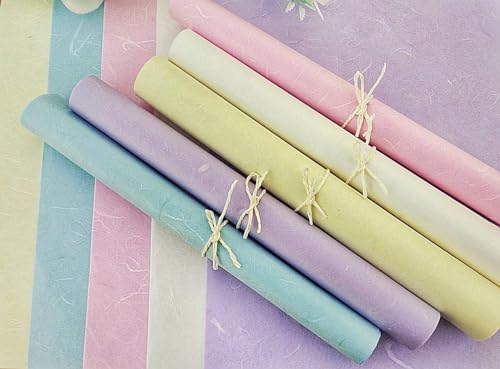 Papier de mûrier Unryu Kozo aux fibres naturelles et nuances pastel pour loisirs créatifs