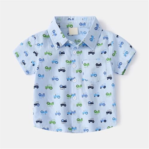 Toddler Boys Button Down Short Sleeve Shirt Car Graphic Tees Baby Cute Tops for Kids Cotton School Shirt Summer Clothes3