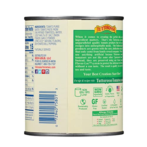 Tuttorosso Tomato Sauce, Gluten Free And Vegetarian Recipe, 28 Ounce Can, 4-Pack #TOP3