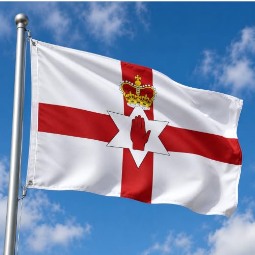 Image of AhfuLife 2pcs Northern Ireland Flags 3x5 Ft, Large Northern Ireland Flags for Outside - Double Side with Brass Eyelets for for Olympic Party Decorations, Bar Garden Street Decoration Indoor Outdoor