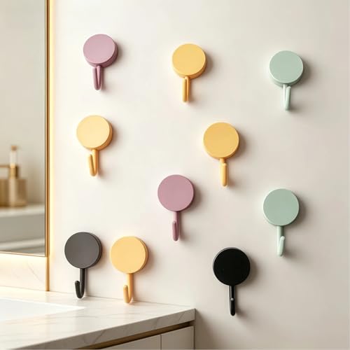 Set of 10 Adhesive Wall Hooks for Keys, Coats, and Towels, Suitable for Bathrooms, Bedrooms, and Entryways