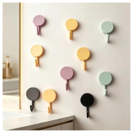 Set of 10 Adhesive Wall Hooks for Keys, Coats, and Towels, Suitable for Bathrooms, Bedrooms, and Entryways
