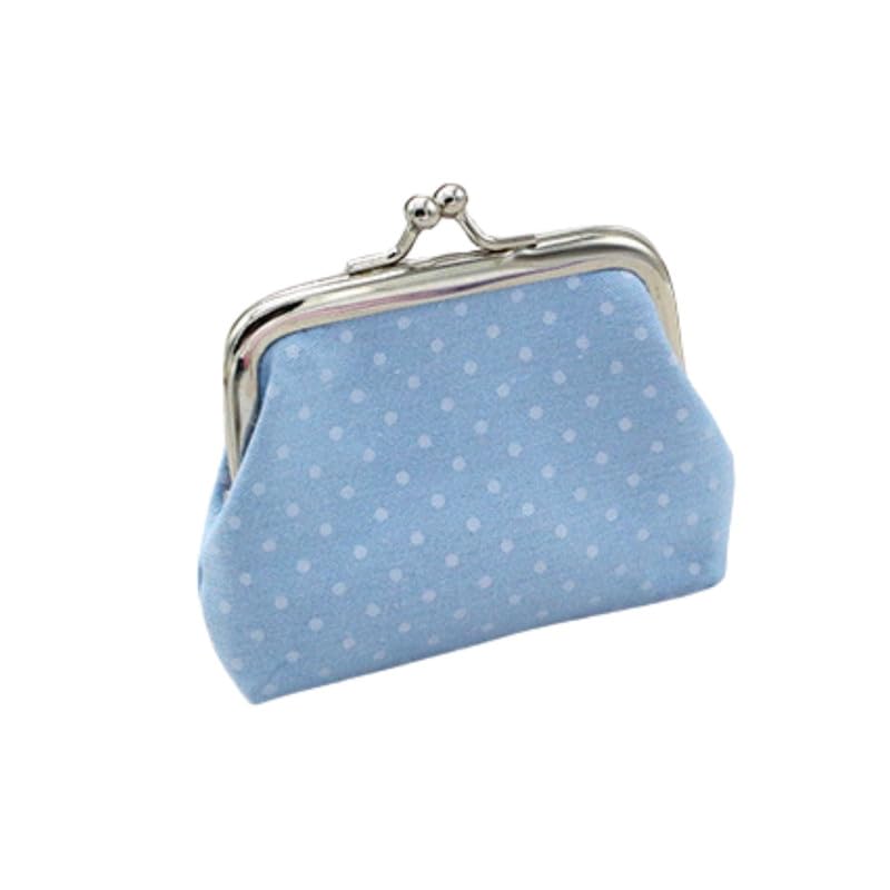 Spot Dot Cotton Mini Wallet Small Fabric Purse with Gold Accent | Blue