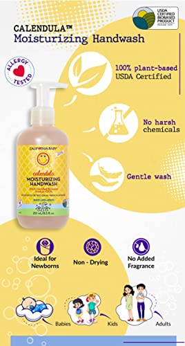 Image of California Baby Moisturizing Handwash - Light Scented Lavender & Clary Sage, Non-Drying Cleansers, Everyday Use for Sensitive Skin & Eczema, 100% Plant-Based - USDA Certified, Calendula 8.5oz