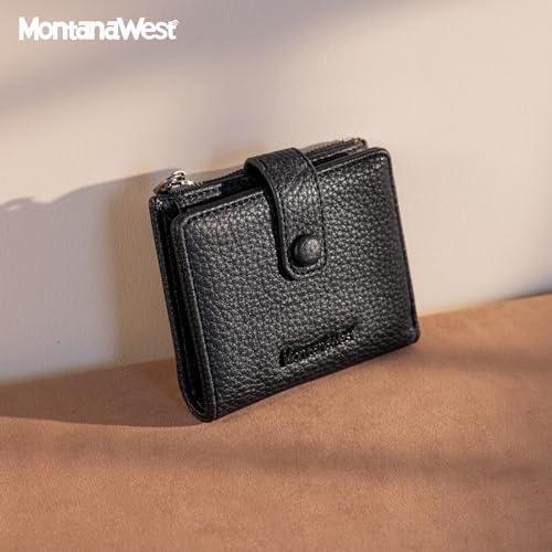 Image of Montana West Wallet Women RFID Blocking Wallets, Card Cases & Money Organizers Wallets with Zipper Coin Pocket, 2 Black, Vintage