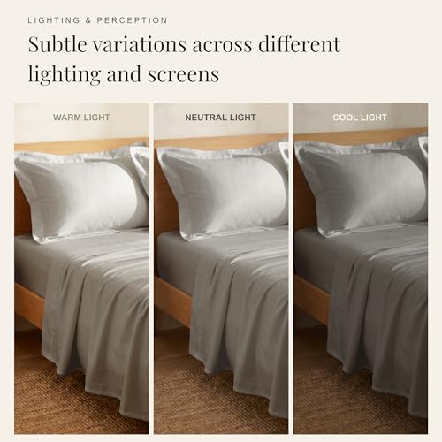 Image of Huesland Luxury 300 TC 100% Pure Cotton Luxe Soft Touch King Size Bed Sheet Cotton - Soft, Durable & Stylish | Glacier Grey | 108 x 108 inches