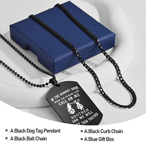 Dog Tags Military Necklace Gifts For Brother Black Dog Tag Necklace For Men Engraving Stainless Steel Pendant Call On Me Brother Veteran Gift Inspirational Birthday Graduation Christmas New Year For Family Member Best Friend Boy #TOP3