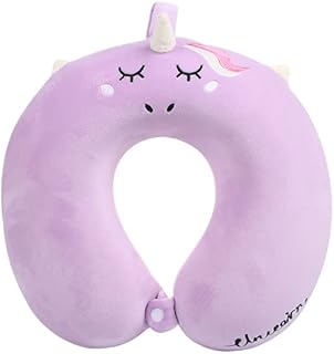 [HeyDear] 子供用トラベルピロー ユニコーン 幼児用ネックピロー アイマスク付き旅行用 U字型 飛行機 フライト 車 頭 首 サポート 低反発枕 大人 子供 男の子 女の子 ギフト