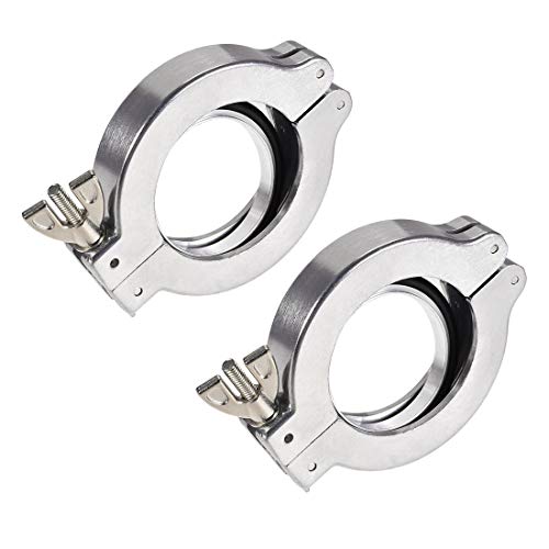 Image of uxcell 2 Pcs Aluminum Vacuum Clamp 90mm X 60mm KF50 Single Pin Clamp Wing Nut W Center Ring for Ferrule TC