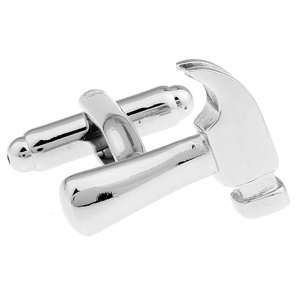 WilliamcrHammer Silver Cufflinks – Unique Tool Design, Men’s Accessories, Ideal Gift for Handyman, Craftsman, and Tool Enthusiasts