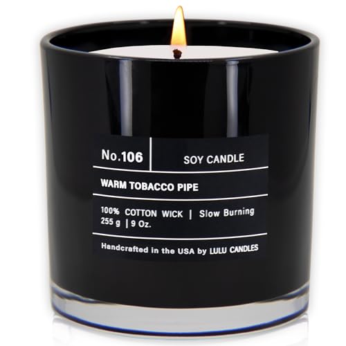 Lulu Candles | Warm Tobacco Pipe | Luxury Scented Soy Jar Candle | Hand Poured in The USA | Highly Scented Long Lasting (9 Oz.)