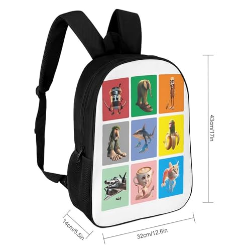 Tralalero-Tralala Italian-Brainrot Merch 17 Inch Shoulder Backpack Italian-Brainrot Meme Water Resistant Lightweight Daypack2