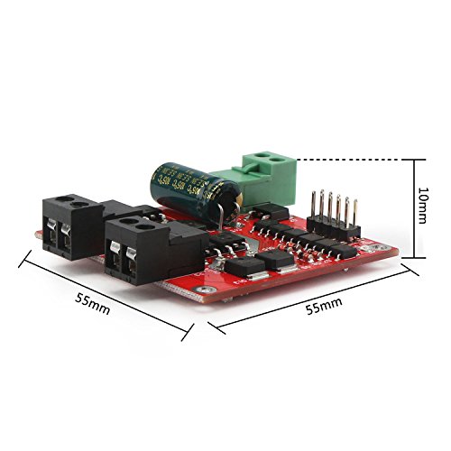 DROK DC Motor Driver, L298 Dual H Bridge Motor Controller, 6.5V-27V, 7A, 160W, Red