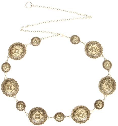 INOGIH Women Western-Cowgirl-Concho-Belt Boho-Waist-Metal-Chain-Belt for Dresses Jeans Pants2