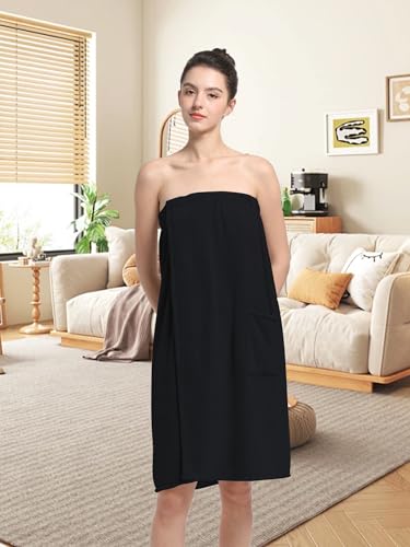 Image of Women'S Soft Wrap Towel Full Length,Bath Robe After Shower Female Plush Long,Spa Bathrobes Lightweight With Pockets