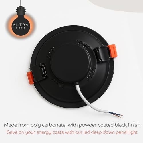 Image of 22W Round LED Panel Low Deep Down Light for POP & False Ceiling Roof | Cool White Light | Polycarbonate Downlight for Home & Office Use | Black Body Surface Ceiling Light - Pack of 4