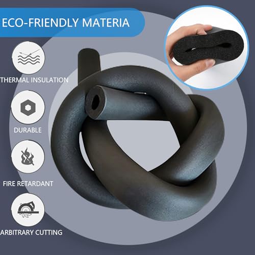 Selbstdichtende Rohrisolierung Ø16 mm / 9 mm Rohrdämmung 1.8m Rohrisolierung Schaumstoff Schwarz Rohrschale Rohrisolierung für Rohrisolierungen Fitnessgeräte Usw (Ø16mm)