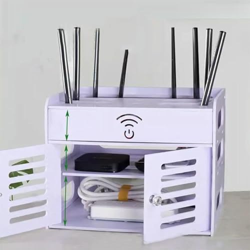 多層壁掛けWiFiルーター収納ボックス、テレビセットトップボックス、リモコン棚、デスクトップ収納ソリューション?/
