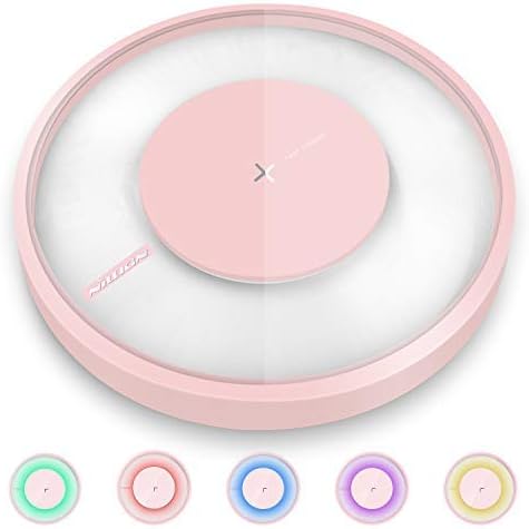 Nillkin Wireless Charger, 10W Fast Qi Wireless Charging Pad [Colorful LED Light] 7.5W for iPhone 13/13 Pro/13 Pro Max/12/12 Pro/12 Pro Ma, 10W for Samsung Galaxy Note 20 Ultra/S22 Ultra Pink