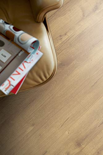 EGGER Home Laminatboden EHL046 Dunino Eiche natur (7mm, 2,494m²) | authentische Holzoptik | | Einfache Verlegung durch CLIC It! System | Praktisch & wertbeständig