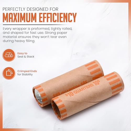 Image of PM Company 72 Pcs Preformed Quarters Coin Wrappers Rolls ABA Color-Coded