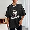 Adam The Woo Summer Casual Tee Short Sleeve Crew Neck Cotton Tops Unisex Washed Vintage T-Shirt Black L #2