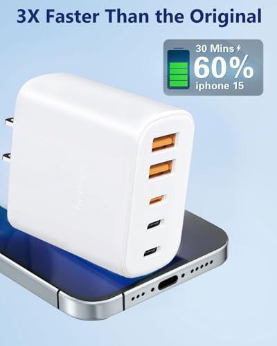 [2-Pack] 60W Multi-Port USB-C Fast Charging Module, 5-Port Wall Charger, Compatible with iPhone 17/16/15/14/13/Pro Max/Plus Series, iPad, Samsung S25/S24/S23, and Other Devices - image 3
