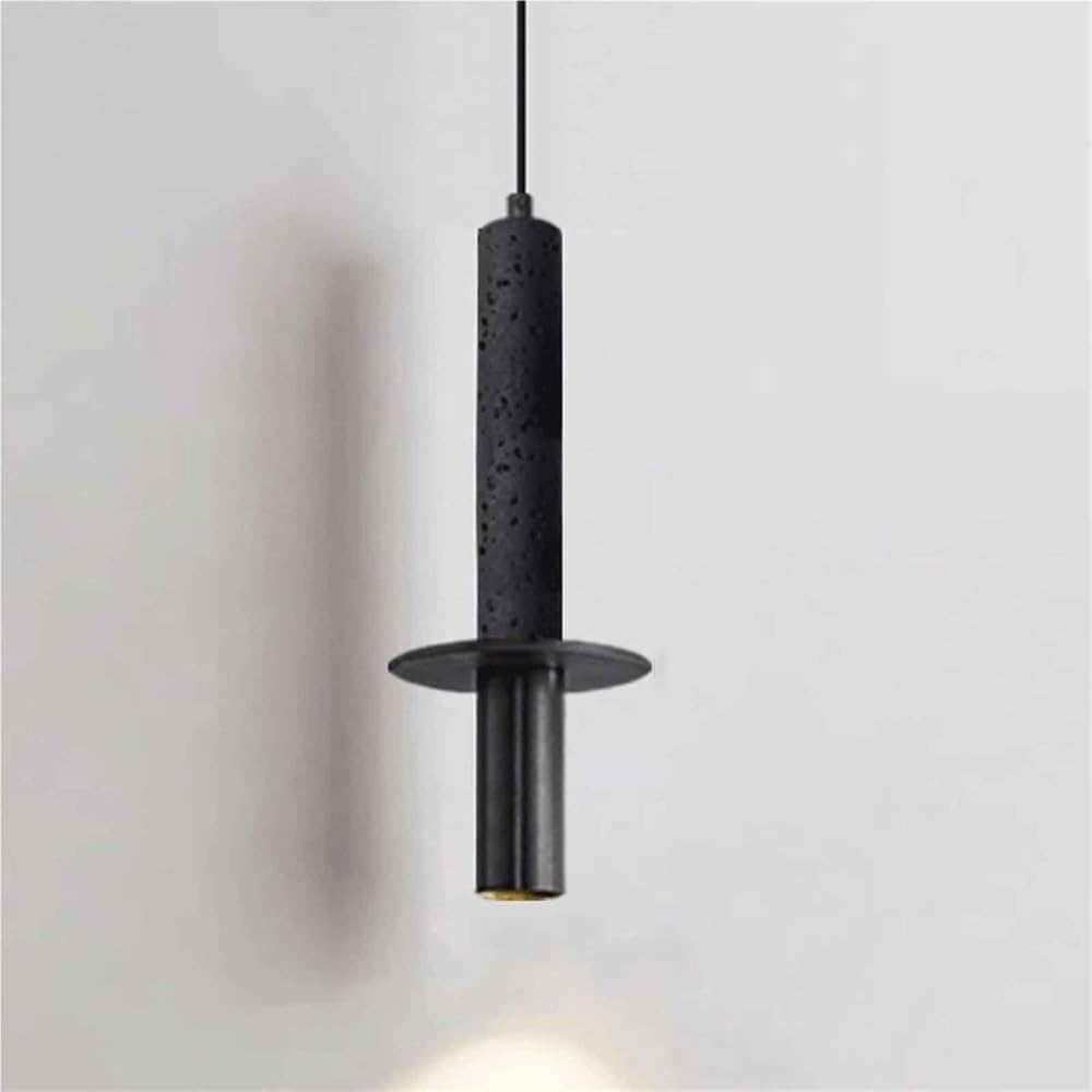 LYMSXAZOU Modern Creative Stone Pendant Light Nordic Long Tube Travertine Hanging Fixtures Adjustable Height Metal Warm Chandelier for Kitchen Island Hallway Dining Room(Dark,Large)